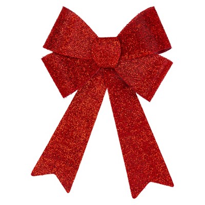 Northlight 18" Red Tinsel 4-Loop Bow Christmas Decoration
