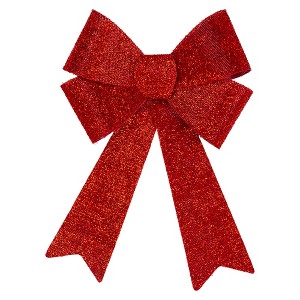 Northlight 18" Red Tinsel 4-Loop Bow Christmas Decoration - 1 of 3