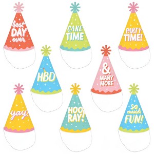 Big Dot of Happiness Party Time - Cone Happy Birthday Party Hats for Kids and Adults - Set of 8 (Standard Size) - 1 of 4