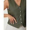 INSPIRE CHIC Women's Linen Sleeveless Button Down V Neck Waistcoat Vest - 4 of 4