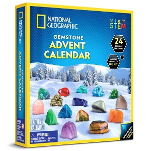 National Geographic 2025 Gemstone Advent Calendar for Kids – 24 Gemstones, Mini Dig Brick & Jewelry Craft Kit - 1 of 4