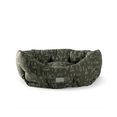 Petshop By Fringe Studio Camping Olive Round Cuddler Dog Bed M