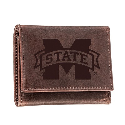 Evergreen NCAA Michigan State Spartans Brown Leather Trifold Wallet Officially Licensed with Gift Box