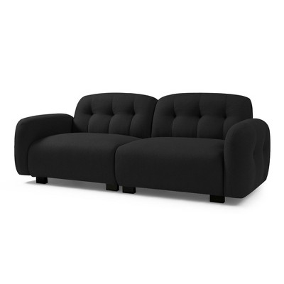NicBex 81.48 Inch Modern Sofa Couch,3-Seater Teddy Sofa with Wooden Legs for Living Room,Bedroom,Apartment,Black