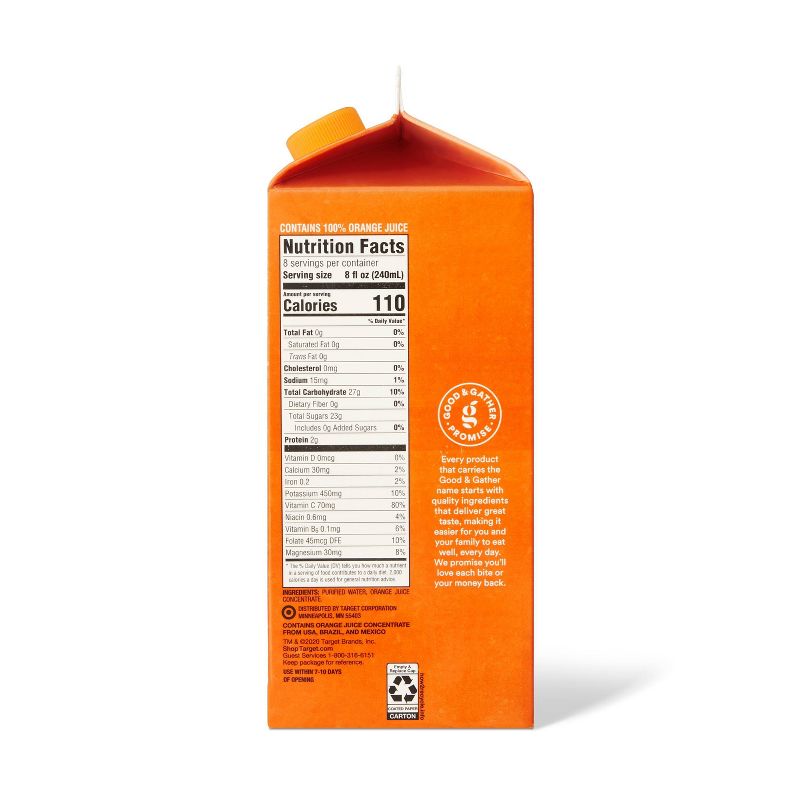 Pulp Free 100% Orange Juice From Concentrate - 64 fl oz - Good &#38; Gather&#8482;, 3 of 5