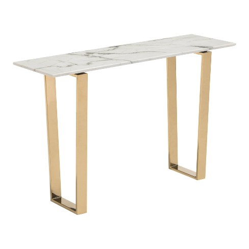 79 in Modern Rectangular White Faux Marble Dining Table with Metal X-Base