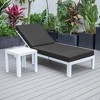 LeisureMod Chelsea Modern Outdoor Chaise Lounge Chair in White Fame With Side Table - 2 of 4