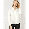 INSPIRE CHIC Women's Elegant V Neck Long Sleeve Office Work Satin Shirt - 2 of 4