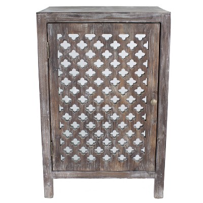 Mirrored Quatrefoil End Table with Storage Gray - Décor Therapy