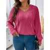 Womens Oversized Shirts Loose Fit Crewneck Long Sleeve Casual Blouse Winter Fall - 3 of 3