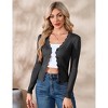 Coolmee Women's Scalloped V Neck Cropped Cardigan Sweaters Long Sleeve Button Down Knit Bolero Shrug - 3 of 4