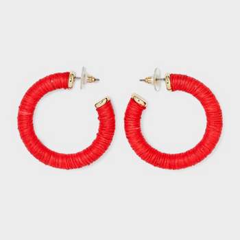 Post Hoop Raffia Cord Earrings - A New Day™