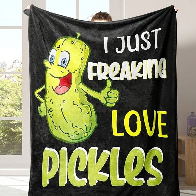 Funny Pickle Cartoon Throw Blanket Soft Flannel Blanket for Couch,Christmas Gifts