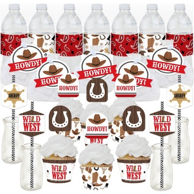 Big Dot of Happiness Western Hoedown - Wild West Cowboy Party Favors and Cupcake Kit - Fabulous Favor Party Pack - 100 Pieces