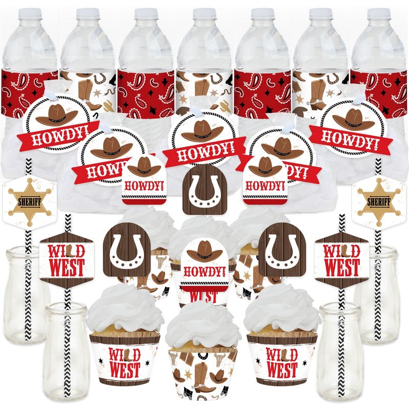 Big Dot of Happiness Western Hoedown - Wild West Cowboy Party Favors and Cupcake Kit - Fabulous Favor Party Pack - 100 Pieces, 1 of 9