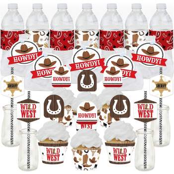 Big Dot of Happiness Western Hoedown - Wild West Cowboy Party Favors and Cupcake Kit - Fabulous Favor Party Pack - 100 Pieces