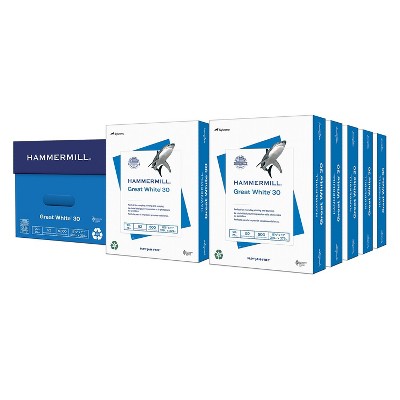 Hammermill Great White 8.5" x 11" Copy Paper 20 lbs. 92 Brightness 5000 Sheets/Carton (86700)