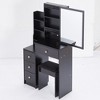 Chery Life Vanity Table + Cushioned Stool, With Right Sliding Mirror And Multi Layer Storage, Practical Fashionable Dresser - 2 of 4