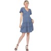 Women's Short Sleeve V-neck and Ruffle Sleeve Tiered Dress - White Mark - 2 of 4