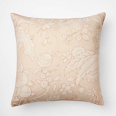 Oversized Square Reverse Embroidered Floral Pillow Orange or Cream - Threshold™ Design with Studio McGee