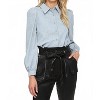 Women's Essential Textile Puff Sleeve Button Down Shirt - Fate - 2 of 3