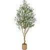 Garvee 7/8ft Faux Olive Tree, Tall Olive Tree Plants, Fake Potted Olive Silk Tree, Artificial Olive Trees for Modern Home Living Room Floor Decor - 2 of 4