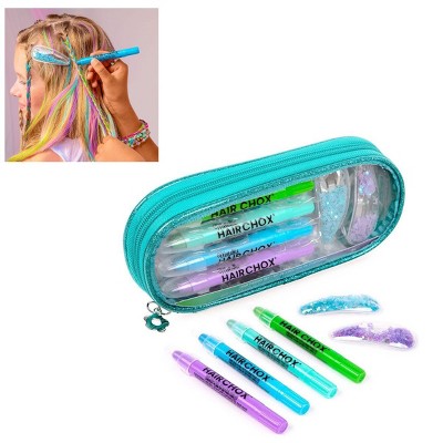Fashion Angels Hair Chox Design Kit: Turq & Co Pouch, Temporary Hair Chalk Sticks