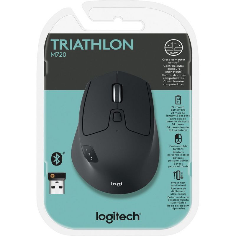 Logitech M720 Triathlon Multi-Device Wireless Mouse - Bluetooth Connectivity - Easily Move Text, Images and Files - Hyper-fast scrolling, 2 of 3