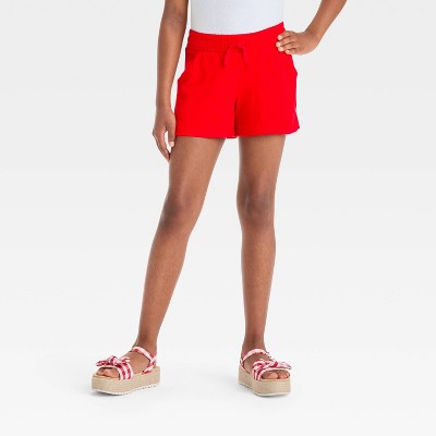 Girls' Pull-On Knit Shorts - Cat & Jack™ Red XXL: Elastic Waist, Tagless Design