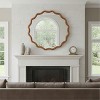 Spassway 30"W*30"H Brown Asymmetrical Mirror Irregular Round Wall Mirror Modern Wood Frame Wall Mounted Vanity Mirror Decorative for Bedroom Bathroom - 4 of 4