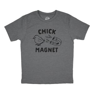 Youth Chick Magnet T Shirt Funny Cut Baby Chicken Novelty Tee - Crazy Dog Youth T Shirt - 1 of 4