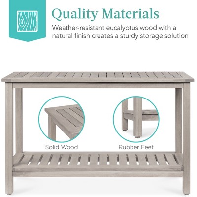 Eucalyptus 50'' Gray 2-Shelf Indoor/Outdoor Console Table with Storage
