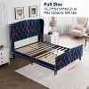 Upholstered Bed Frame with Tufted Wingback Headboard – Elegant, Noise-Free Design, Easy Assembly in Blue - 2 of 4