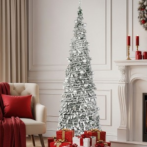 Hyleory 6 ft. Fully Decorated Pre-Lit Pop Up Artificial Christmas Tree with 150 LED Lights - 1 of 4
