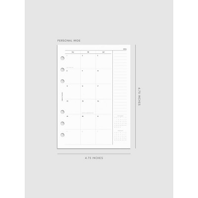 2026 Dated Monthly Planner Insert | Sunday Start | Cloth & Paper