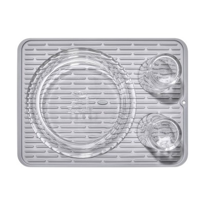 OXO Silicone Dish Drying Mat - Gray (Large): Dishwasher-Safe Drying Rack for Dishes, 16.9 x 12.5 Silicone Mat