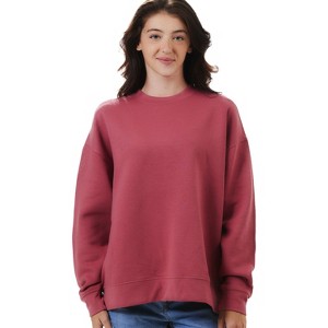 U.S. Apparel Men's & Women's Oversized Crew Neck Cozy Sweatshirt | Canyon Red - 1 of 4