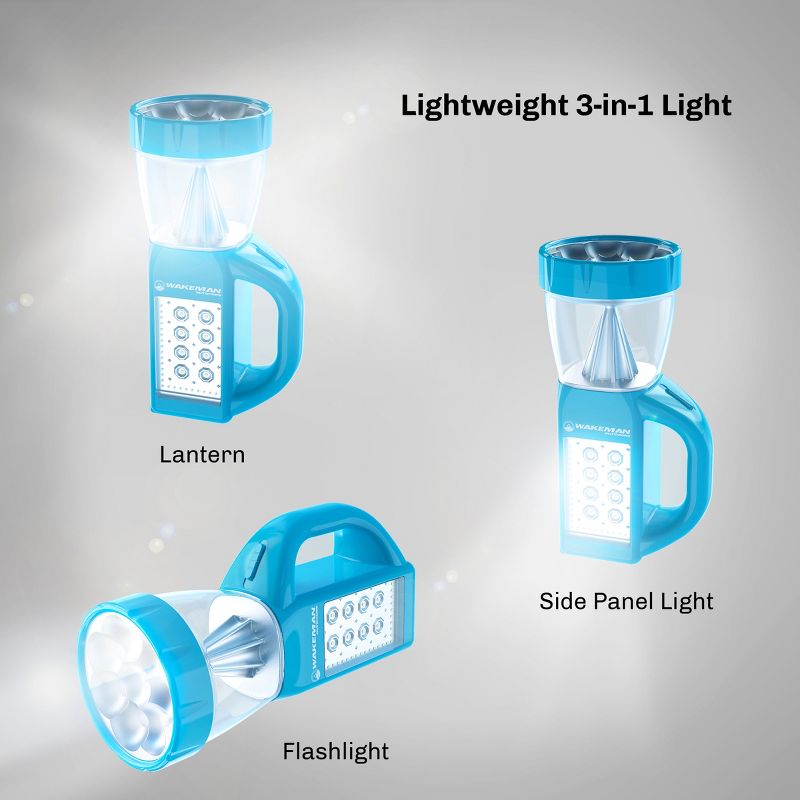 Leisure Sports 3-in-1 Lightweight LED Lantern Flashlight Combo with Side Panel Light for Camping, Hiking & Emergencies - Blue, 3 of 8