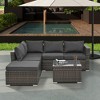 LOVSON 4-Piece PE Wicker Patio Furniture Set with Tempered Glass Coffee Table - All-Weather Outdoor Dining Set for Garden, Poolside & Deck - 2 of 4