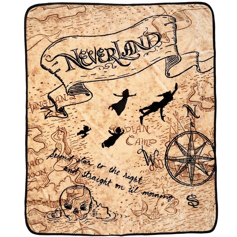 Disney Peter Pan Neverland Map Micro Raschel Throw Blanket 46"x60" Multicoloured, 1 of 4