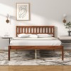 Infans Full Platform Bed with Headboard Solid Wood Leg Mattress Foundation Walnut - 3 of 4
