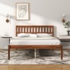 Infans Full Platform Bed with Headboard Solid Wood Leg Mattress Foundation Walnut - image 3 of 4