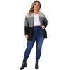 Agnes Orinda Women's Plus Size Striped Color Block Side Slit Long Sleeve Open Front Casual Knit Sweaters Cardigan - 3 of 4