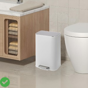 Stainless Steel Trash Can with Thin Lid with Step Pedal & Removable Liner Stainless Steel Large Garbage Can - 1 of 4