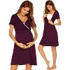 Ekouaer Nursing Nightgown Delivery and Labor Gown for Hospital Short Sleeve Maternity Breastfeeding Dress - 2 of 4