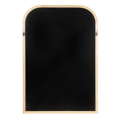 Natural Wood Arched Wall Mirror with Rounded Frame, 24 x 36