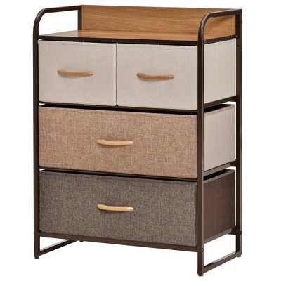 NicBex 4 Drawers Dresser for Bedroom,Fabric Dresser with Wooden Platform,Dressers for Kids Room,Living Room,Entry and Hallway,Brown