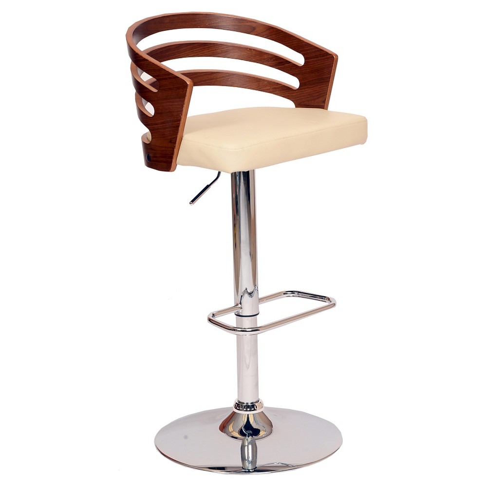 Photos - Chair Adele Mid-Century Modern Adjustable Swivel Barstool Cream - Armen Living