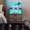 Nightstand with Charging Station, LED Lights, 2 Drawers & Pull-Out Shelf – Modern Bedside Table with USB Ports - 3 of 4