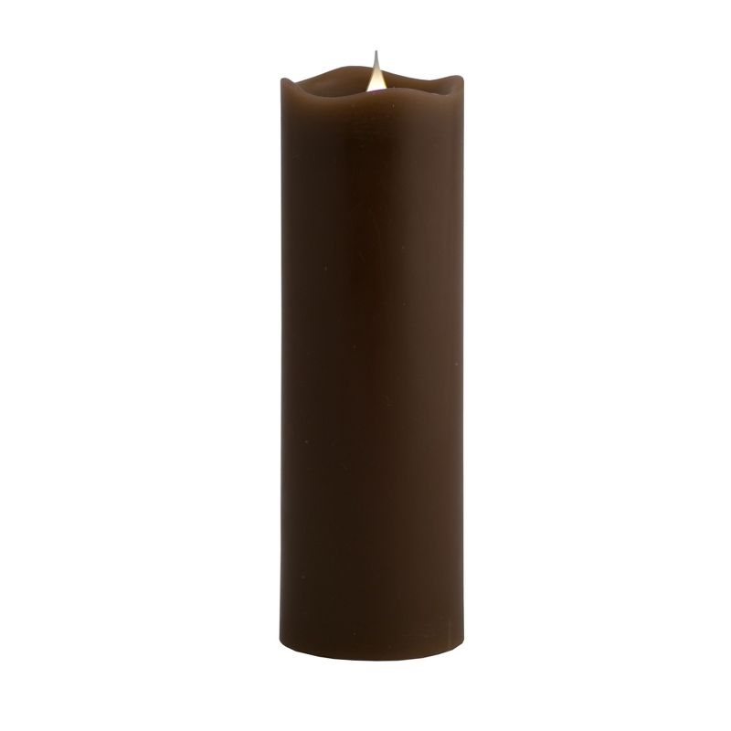 Solare 3x9 Chocolate Melted Top 3D Virtual Flame Candle, 1 of 2